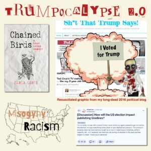 What will it be like to release my debut book Chained Birds: A True Crime Memoir during Trumpocalypse 2.0?