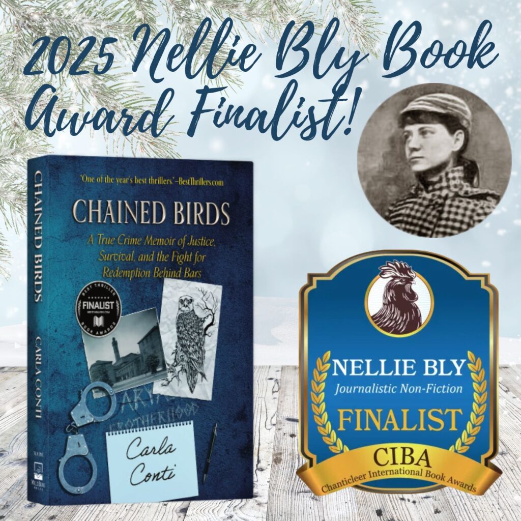 Chained Birds by Carla Conti is a 2025 Nellie Bly Book Award finalist for journalistic non-fiction