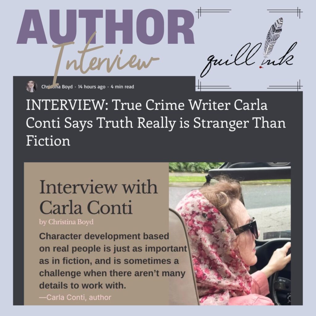 Author, Editor and Blogger Christina Blyd interviews Carla Conti about true crime writing and her award-winning debut CHAINED BIRDS