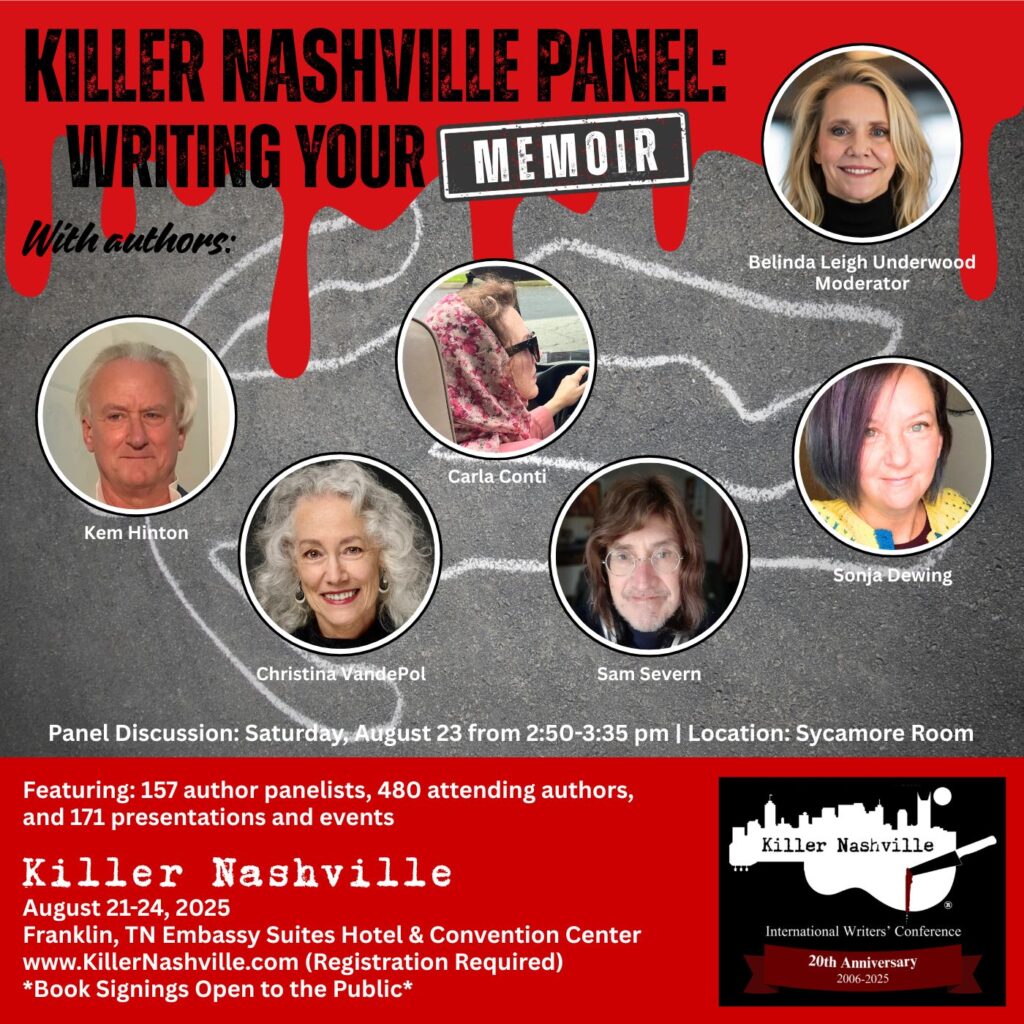 Carla Conti will appear as a panelist at Killer Nashville's 2025 Writers' Conference with keynote and best-selling author Caitlin Rother and others