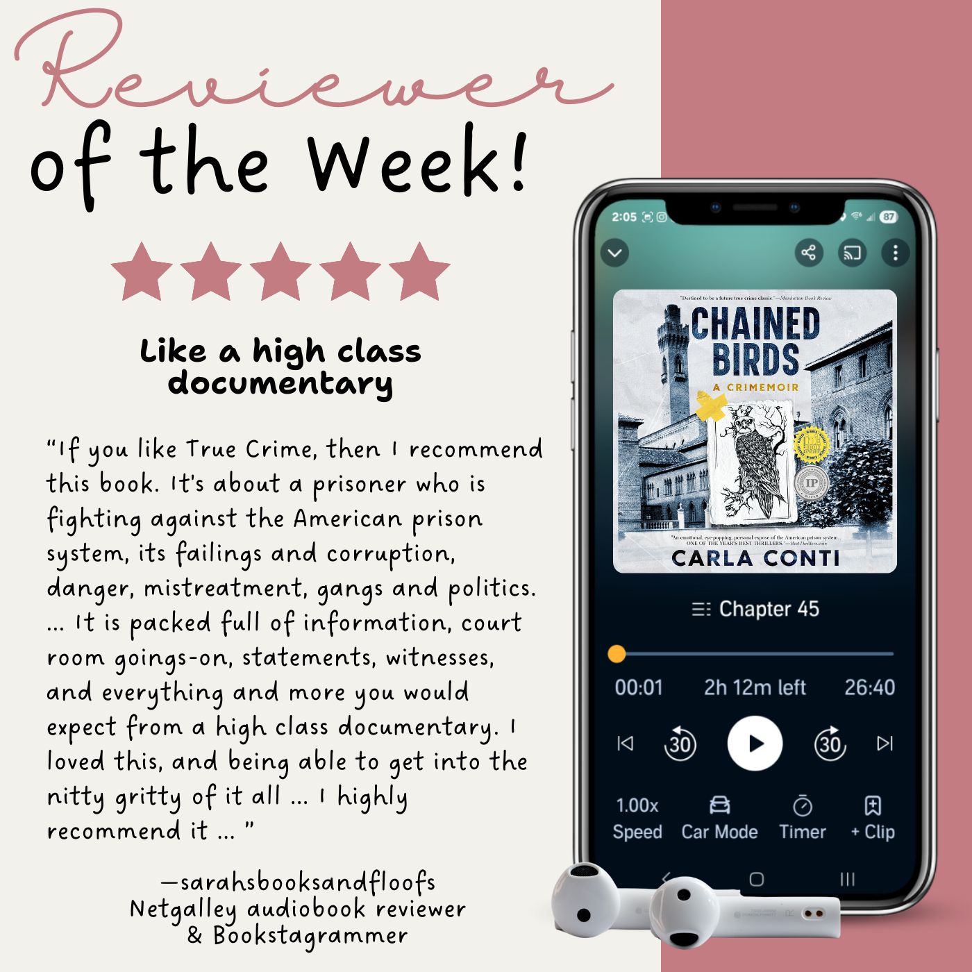 2-SCHEDULED 9-17-ROTW-Sarah on Audiobook- Netgalley & Bookstagrammer