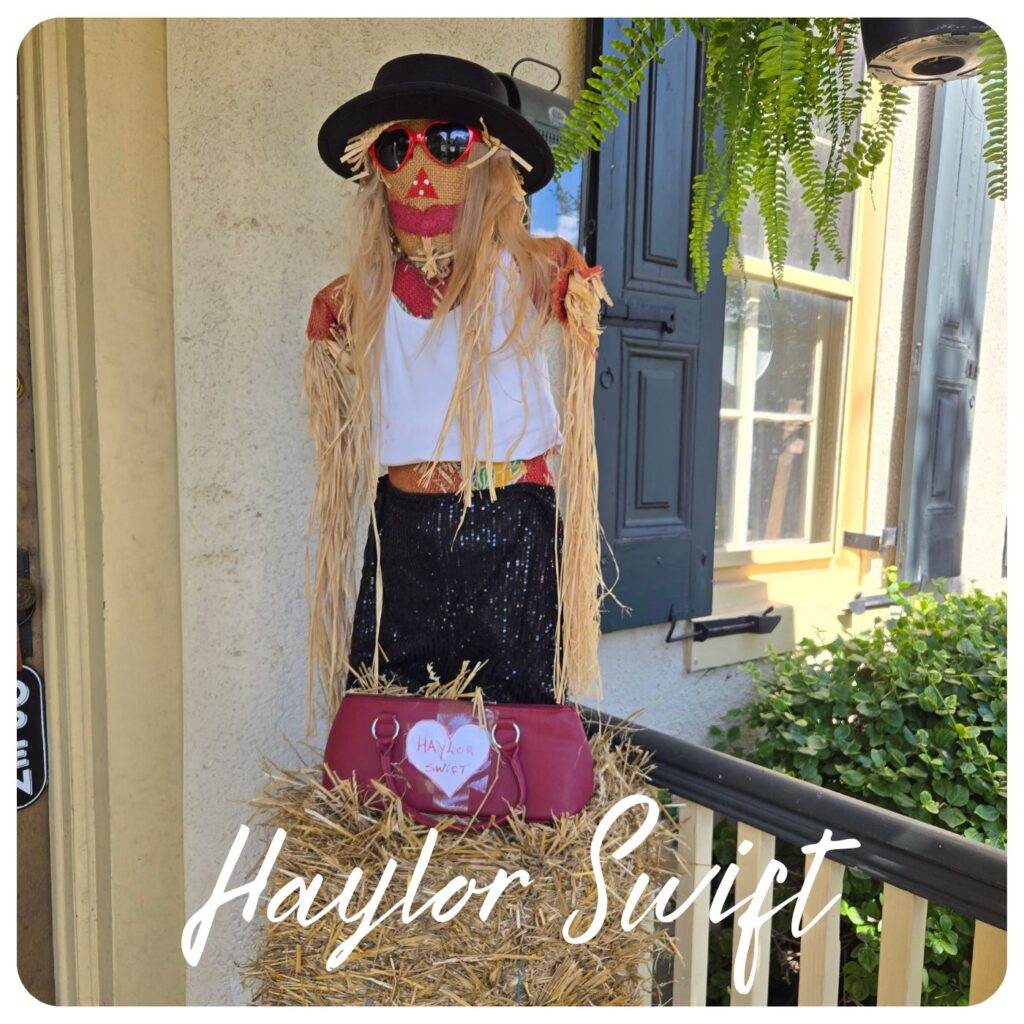 Taylor Swift is also fiercely protective of any unauthorized or commercial use of her image. As a substitute, I’m sharing this Halloween effigy I recently saw outside one of my favorite shops in Skippack, PA, The Skippack Hope Chest Boutique, tagged “Haylor Swift.”
