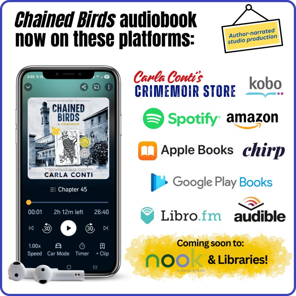 The Chained Birds: A Crimemoir audiobook is available on these platforms