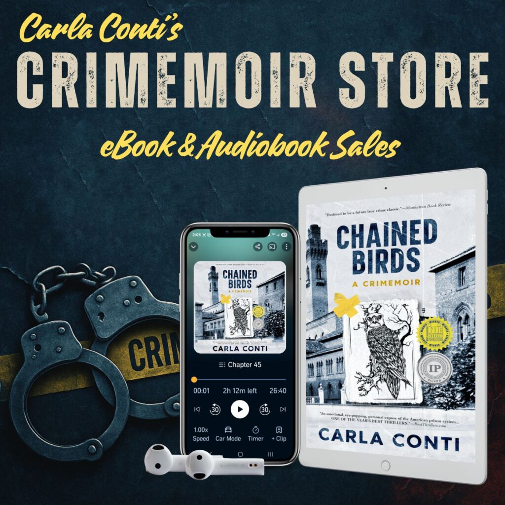 You can buy Carla Conti's eBooks and audiobooks with an instant download at her Crimemoir Store