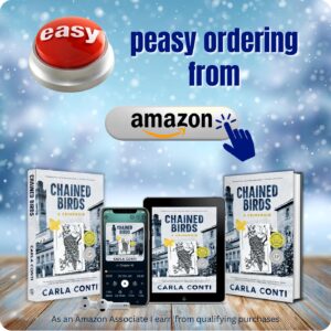 You can order Chained Birds: A Crimeoir in all formats (eBook, audiobook, hardcover and paperback) from Amazon