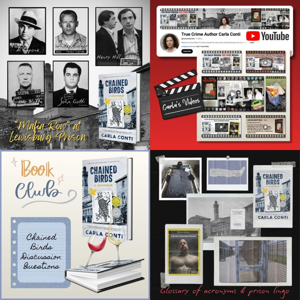 This page contains bonus material for Carla Conti's true crime books, including videos, extra stories and book club questions