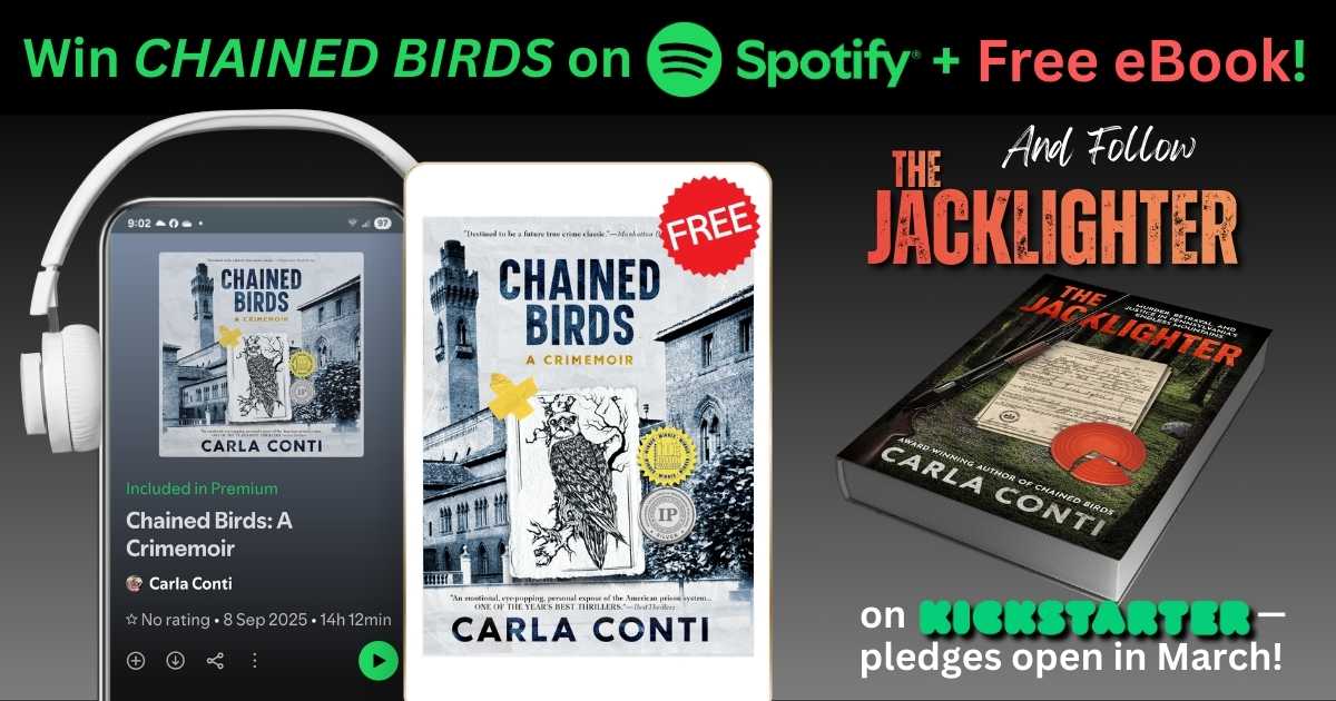 Enter to win the CHAINED BIRDS audiobook on Spotify plus a free eBook for referring a friend who signs up!