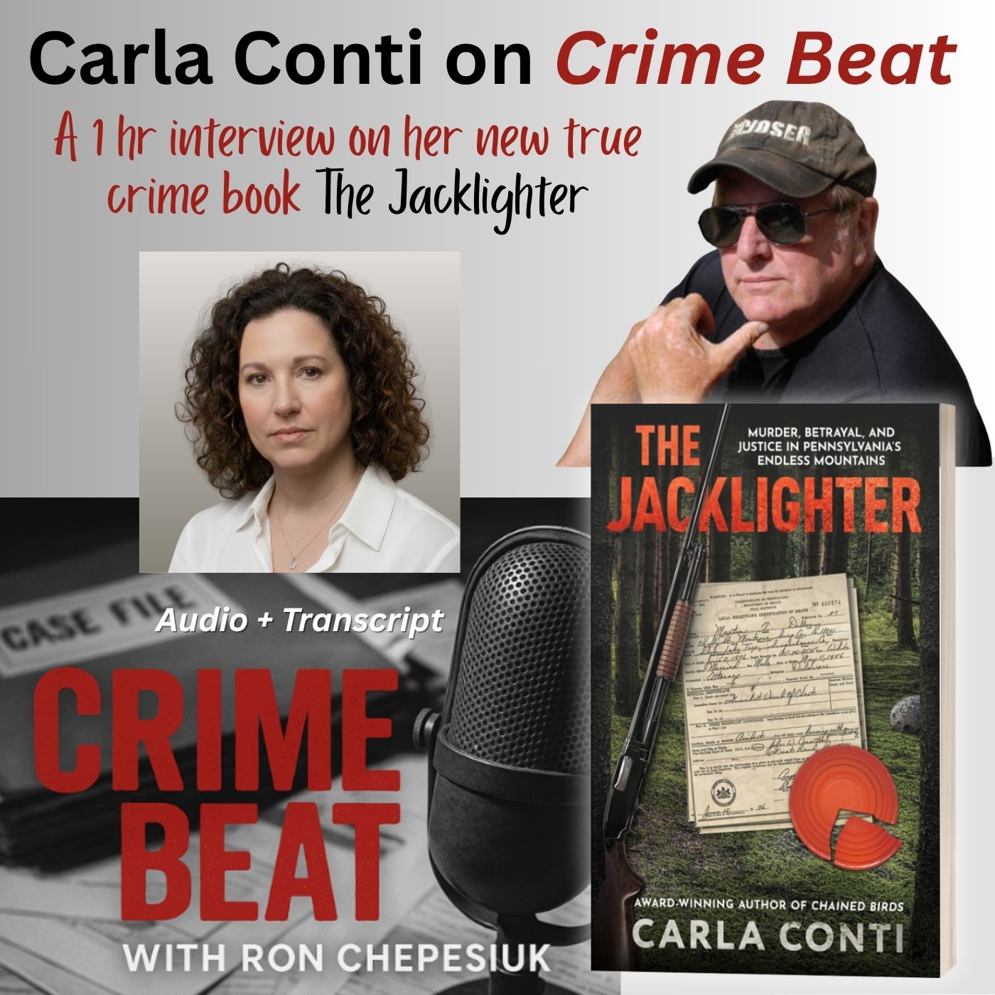 Listen to Carla Conti's abridged 45-minute interview on Crime Beat, or read the transcript, about her new true crime book, The Jacklighter.
