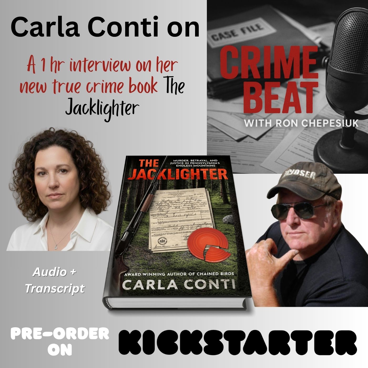Listen to Carla Conti's abridged 45-minute interview on Crime Beat, or read the transcript, about her new true crime book, The Jacklighter.