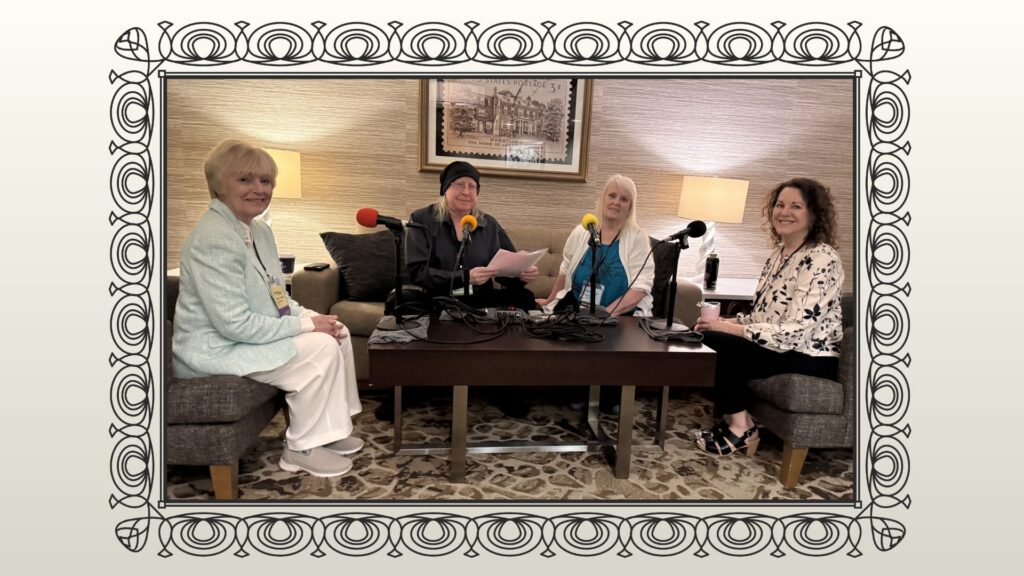 Carla Conti joined fellow Pennwriters authors Nancy Hughes (left), Vickie Fisher (middle) and podcaster Tory Gates for a mid-conference discussion about all things books (mostly crime stories)!