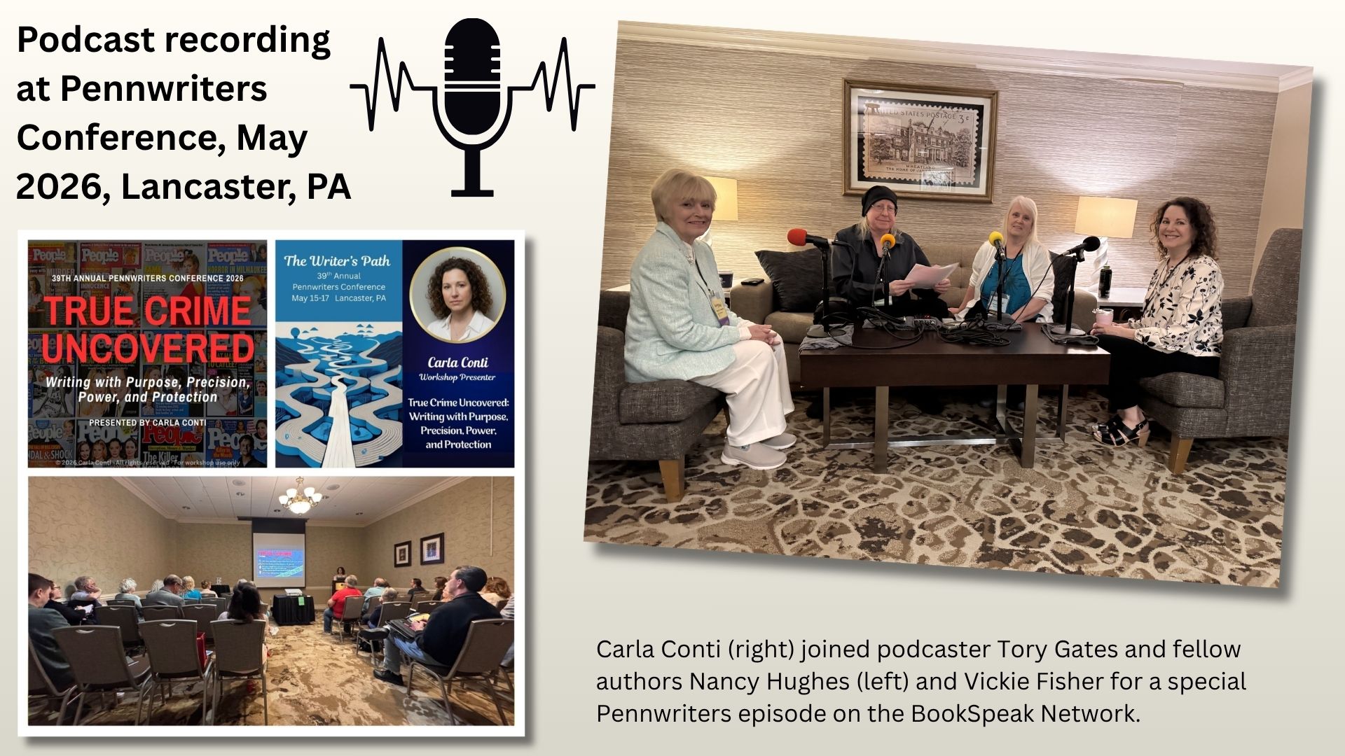 Carla Conti Featured on BookSpeak Network Podcast at Pennwriters Conference